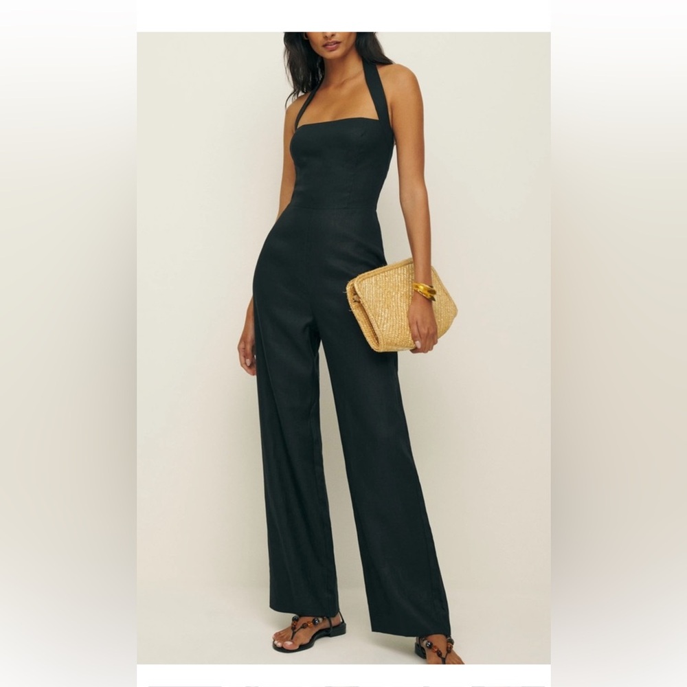Reformation Malika Linen Jumpsuit in Black
